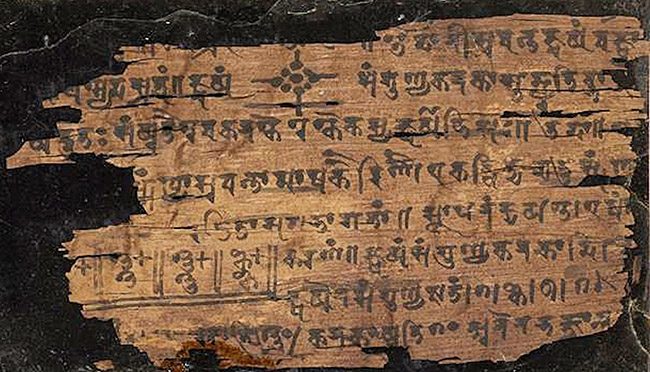 An old manuscript contains early written numerals.