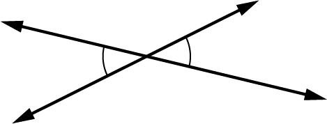 Two lines intersect each other. One set of opposite angles is shaded.