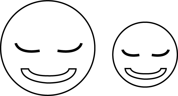 Two smiley faces. The first one is bigger and the second one is smaller.