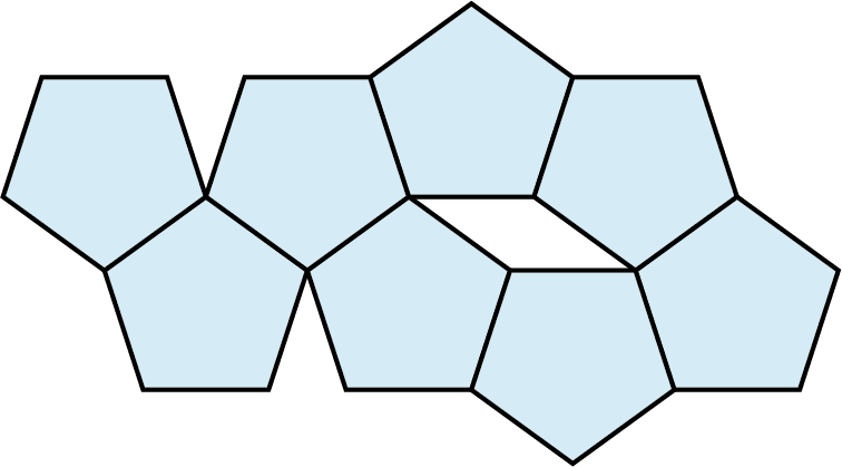 A tessellation pattern is made up of eight pentagons.