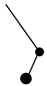Picture of right down line segment to a point then connected by a down left line sigment to a larger point