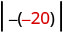 The absolute value of negative twenty, prefixed by a negative sign.