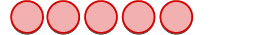 Five red oval shapes arranged horizontally on a white background, resembling a row of pills or beads.