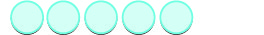 Five light blue, semi-transparent ovals in a neat row on a white background, resembling water droplets or bubbles.