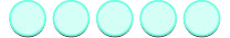 Five light blue, oval-shaped capsules or blobs are arranged horizontally across a white background, suggesting a simple, abstract pattern or representation.
