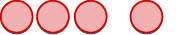 A row of five pale orange circles with red outlines on a white background, with a gap between the fourth and fifth circles.