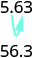 An arrow illustrates how shifting the decimal point one place to the right transforms 5.63 into 56.3, representing multiplication by 10. This is a common operation in number systems.