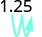 The number 1.25 is displayed above a downward-pointing light blue arrow, symbolizing a decrease or a negative change in value.
