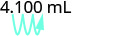 A text display shows '4.100 mL' in black font, with a light blue wavy line or arrow underneath it, likely indicating a measurement or highlighted value.