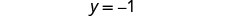 The mathematical equation y = -1 is displayed in black text against a plain white background.
