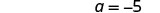 The image displays the equation 'a = -5' in a clear, black font against a white background.