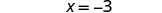 A mathematical equation is shown with 'X = -3' in bold black text on a white background.