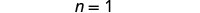 The image features the mathematical expression 'n = 1' written in black characters against a plain white background, centrally placed in the frame.