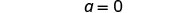 A close-up of a mathematical equation, 'a = 0', presented in black text against a white background.