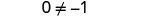 The mathematical expression 0 eq -1 is displayed in a simple, clear font against a white background.