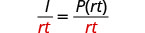 A mathematical equation showing I/rt = P(rt)/rt, with the denominator 'rt' highlighted in red on both sides of the equation.