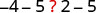 A mathematical sequence showing '-4 - 5 ? 2 - 5', with a red question mark in the middle.