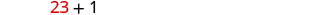 The numbers '23 + 1' are visible on a white background, representing a simple addition problem.