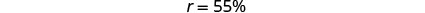 The image shows the text 'r = 55%' centered on a plain white background, indicating a numerical value or percentage.