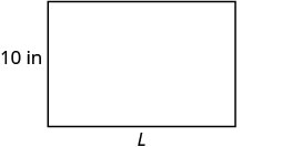 A rectangle with a height of 10 inches and a base labeled L.