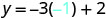 A mathematical equation is displayed, showing y = -3 multiplied by -1, plus 2. The -1 is highlighted in a light blue color, indicating it's a substituted value or a point of focus.