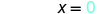 The equation x = 0 is displayed on a white background.