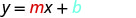 The equation y = mx + b, which represents the slope-intercept form of a linear equation, is displayed. The variable 'm' is colored red, and 'b' is colored blue, highlighting their roles as slope and y-intercept.