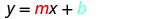 A close-up of the algebraic formula y=mx+b, commonly known as the slope-intercept form of a straight line, with 'm' representing the slope and 'b' the y-intercept.