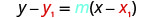 The image displays the point-slope form of a linear equation, y - y1 = m(x - x1), commonly used in algebra and geometry to represent a line given a point (x1, y1) and a slope 'm'.