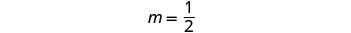The image displays a mathematical equation, m = 1/2, centered against a plain white background.