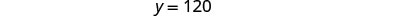 The image displays the mathematical equation 'y = 120' in black text against a plain white background.