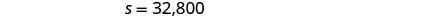 The image displays the equation S = 32,800 in a simple, clear font on a plain white background. The text is centrally aligned and easy to read, presenting a numerical value assigned to the variable 'S'.