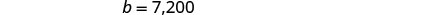 A simple mathematical equation 'b = 7,200' is displayed in the center of a white background.