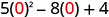 5 times 0 squared minus 8 times 0 plus 4.