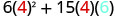 6 times 4 squared plus 15 times 4 times 6.