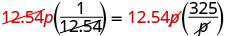 An example of algebraic simplification where identical factors in the numerator and denominator are cancelled out on both sides of an equation.