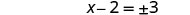 A simple algebraic equation displays 'x - 2 = +/- 3' on a white background.