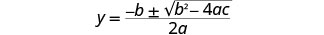 The image displays the quadratic formula, y = (-b ×1 sqrt(b×2 - 4ac)) / 2a, a fundamental equation in algebra for solving quadratic equations.