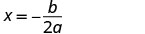 The formula for the x-coordinate of the vertex of a parabola, or the axis of symmetry, derived from the standard quadratic equation: x = -b / (2a).