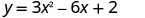 A quadratic equation, y = 3x^2 - 6x + 2, is displayed in black text on a white background.