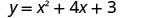 The image shows the quadratic equation y = x^2 + 4x + 3.