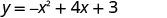 The image displays the quadratic equation y = -x^2 + 4x + 3, written in a clear, sans-serif font against a plain white background.