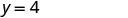 The equation y = 4 is displayed in black text against a white background.