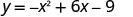 A mathematical equation is displayed on a white background: y = -x^2 + 6x - 9. This represents a quadratic function, likely a parabola opening downwards.