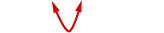 Two red arrows point upwards, creating a V-shape against a white background, suggesting an upward trend or divergence.