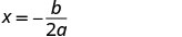 The mathematical formula x = -b / 2a, used to find the x-coordinate of the vertex of a parabola, is displayed on a white background.