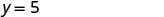 The mathematical equation 'y = 5' is displayed on a white background, indicating a constant value for the variable y.