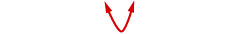 Two sleek red arrows curve upward to form a sharp 'V' shape, highlighting an ascent or choice against a minimalist white background. The design is simple yet conveys direction.