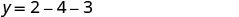 A mathematical equation is displayed on a white background: y = 2 - 4 - 3.
