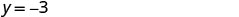 The image displays the mathematical equation 'y = -3' written in plain text on a white background, representing a horizontal line in a coordinate system.